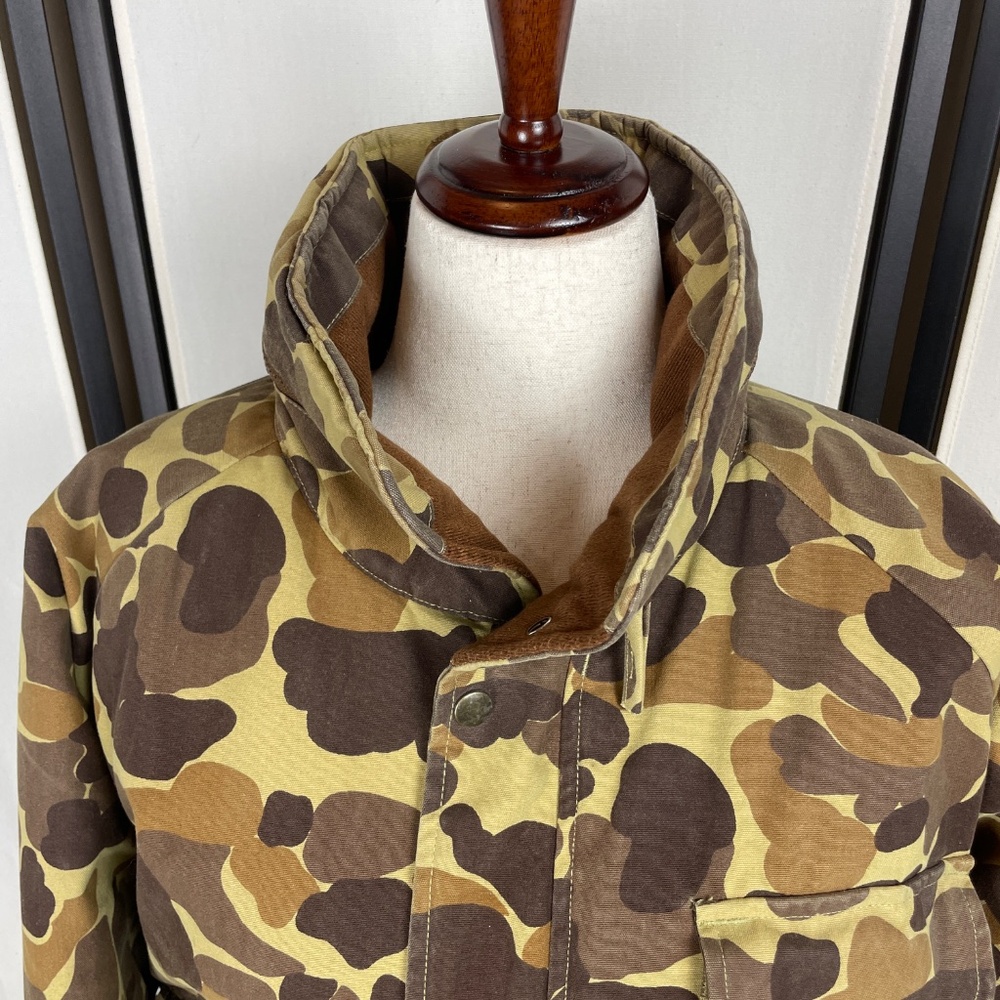 Hunting Cabela's Camo Bomber Jacket Size XL Vintage Quilted Lining Zip/Snap